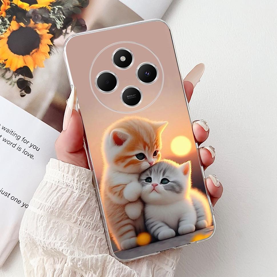 For Xiaomi Redmi 14C Casing Fashion Heart Cat Cover 6.88" Soft TPU Phone Protective Shell For Xiaomi Redmi 14R 14C Cases Coque
