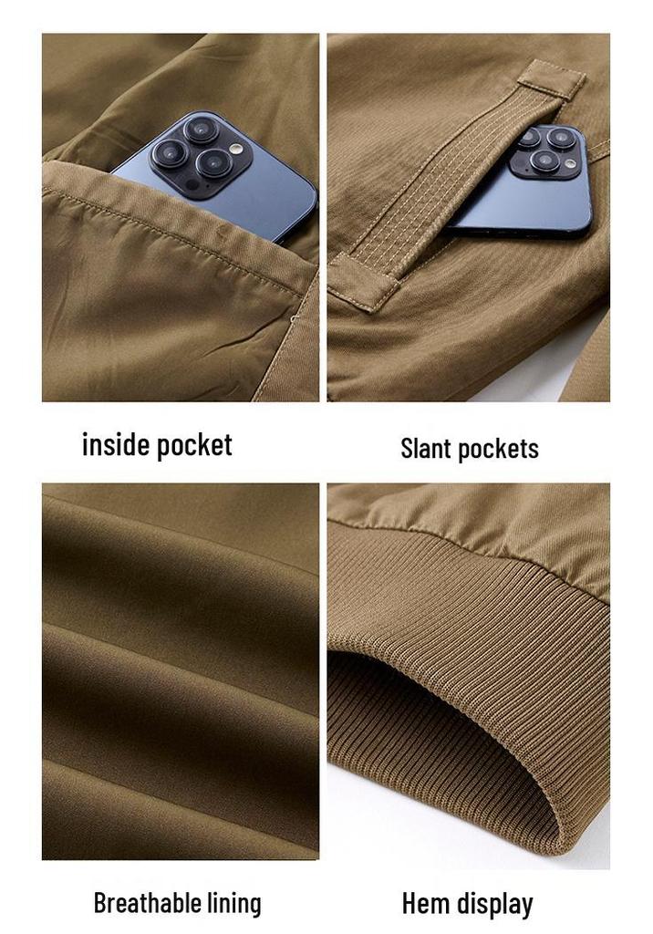 2024 Men's Plus Size Cotton Pilot Jacket - Spring/Autumn Lightweight Long Sleeve Baseball Workwear