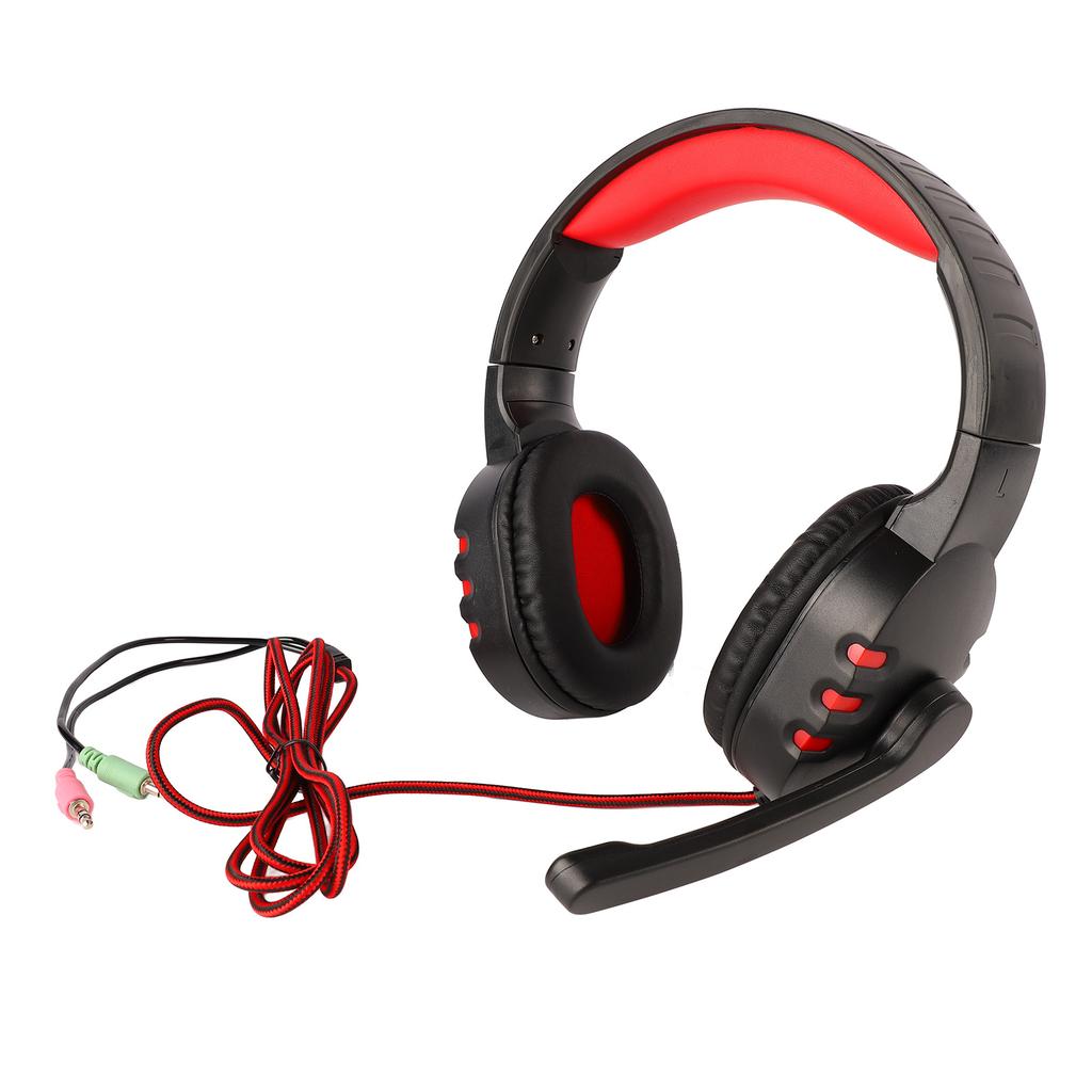 Wired Headphone Noise Canceling Adjustable Headband Over Ear Gaming Headset with Mic for Laptop PC