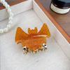 Zinc Zinc Alloy Shiny Acrylic Shark Clip Dazzling Colors Bat Wings Hair Claw Halloween Bat Hair Claw  Girl