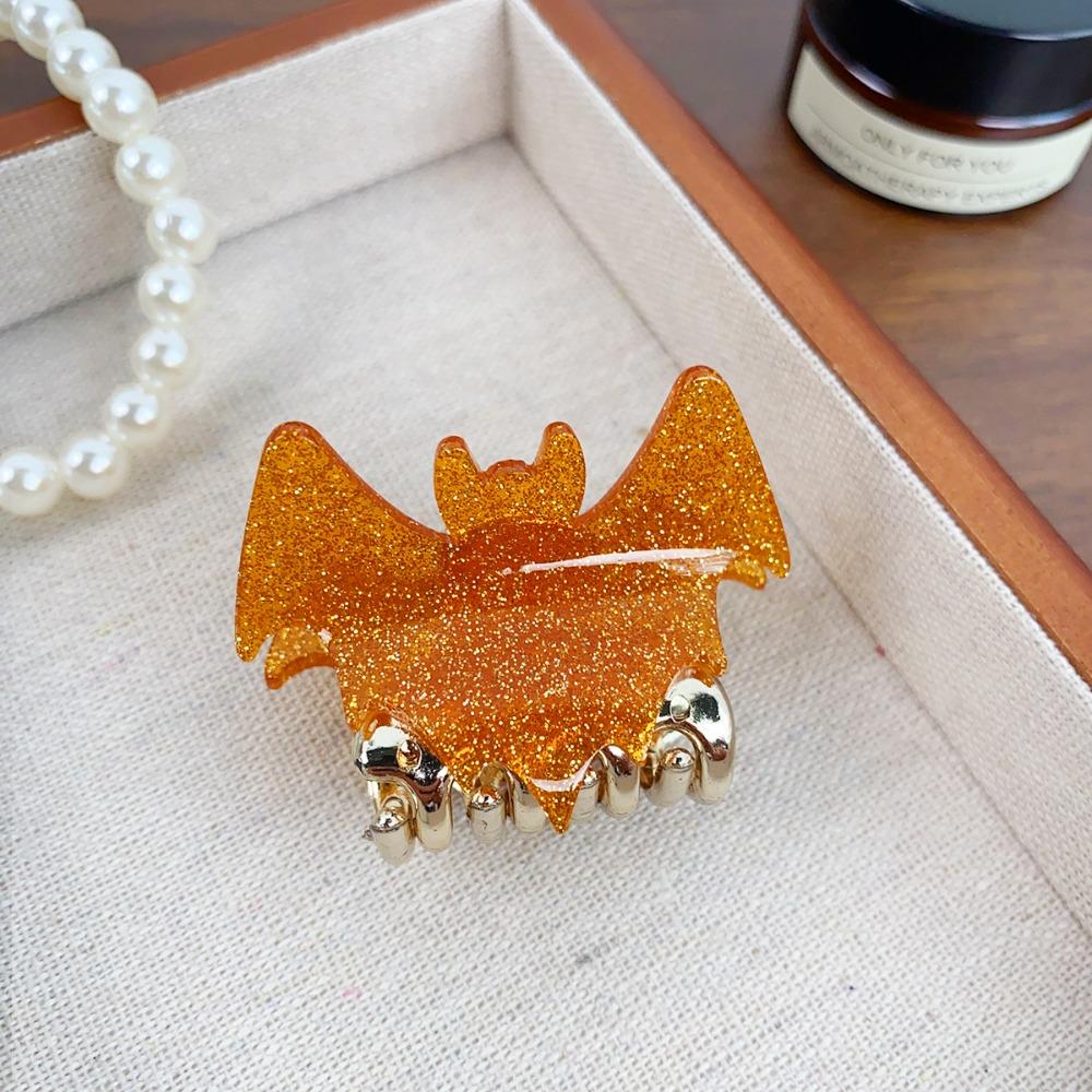 Zinc Zinc Alloy Shiny Acrylic Shark Clip Dazzling Colors Bat Wings Hair Claw Halloween Bat Hair Claw  Girl