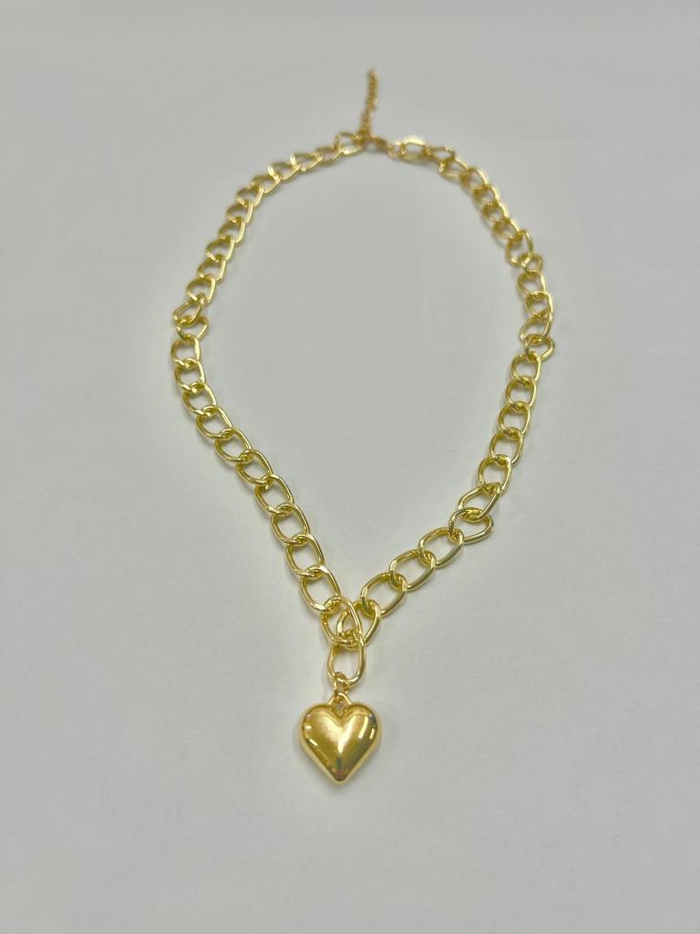 Beautiful Golden Heart Key Necklace Chain Fashionable Elegance And Chic 45 Cm