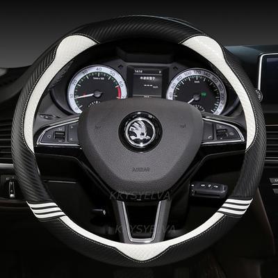 Carbon Fiber+Kůže Potah volantu Protiskluzový Pro Škoda Fabia 1 2 3 I II III Auto interiér