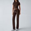 round Neck Neck T-shirt Casual Pants Set Pure Color Crew Neck T-shirt Casual Pants Suit