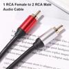 Audio Splitter Cable Portable Clear Sound Stable Signal 28cm 1 RCA Female To 2 Male AUX Audio Cord for Computer