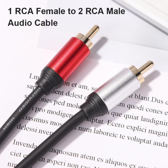 Audio Splitter Cable Portable Clear Sound Stable Signal 28cm 1 RCA Female To 2 Male AUX Audio Cord for Computer