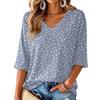 Women's V-Neck Print Lightweight Blouse for Spring and Summer