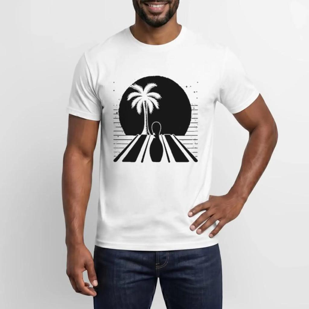Bowling Drawing Unisexs T Shirt Vintage Soft Fashion Top For Everyday Wear Stylish Stretched Versatile Casual Comfortable