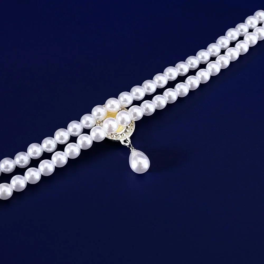 Pet Collar with Double Row Pearls Pendant Small Dogs Cat Pearl Necklace Fashion Accessories for Kitten Puppy Wedding Accessories