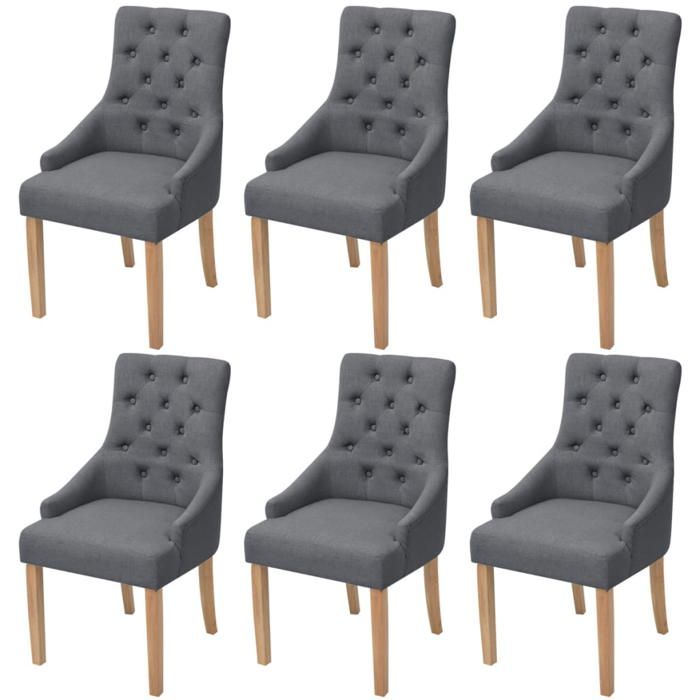 Dining Chairs - VIDAXL - Set of 6 - Dark Grey - With Armrests - Contemporary Design
