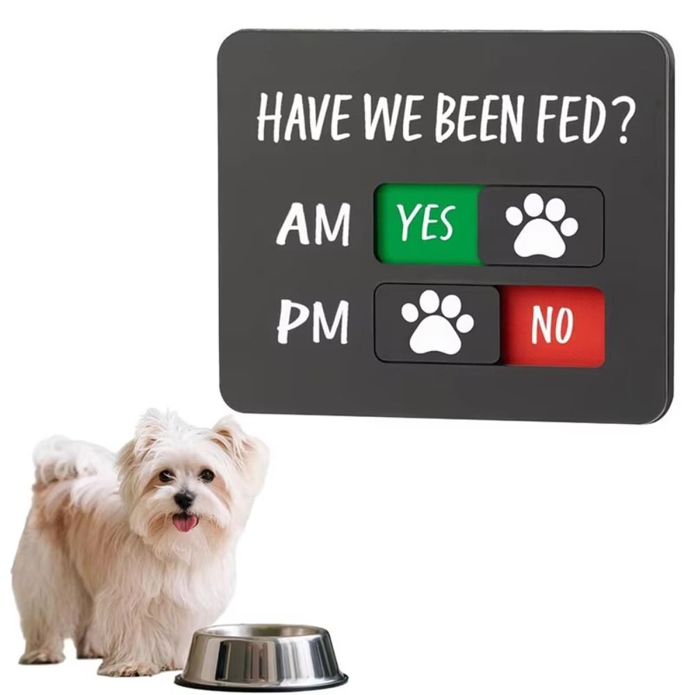 Magnet Included Pet Feeding Reminder Sign Yes No Option Acrylic Material Pet Feed Tracker Slider Design AM PM Indicator