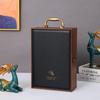 Single/Double Leather Box Wine Bottle Box Luxury Handle Wooden  Organizer Gift Wood Wine Holder for 2 Red Wine Packaging
