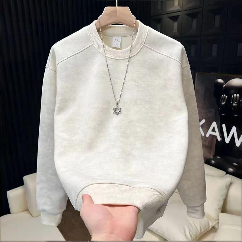 

Men s Slim Fit Round Neck Long Sleeve Hoodie T-shirt, Spring & Autumn Casual Layer L абрикосовий