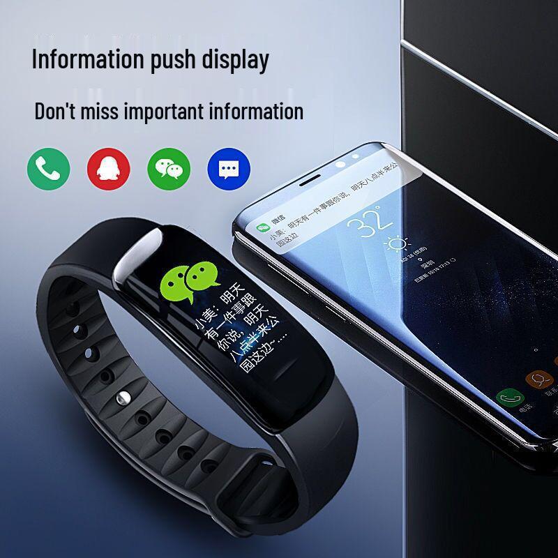 E-commerce C1 Waterproof Smart Sports Watch with Blood Pressure & Heart Rate Monitor, Bluetooth Pedometer, and Color Display.