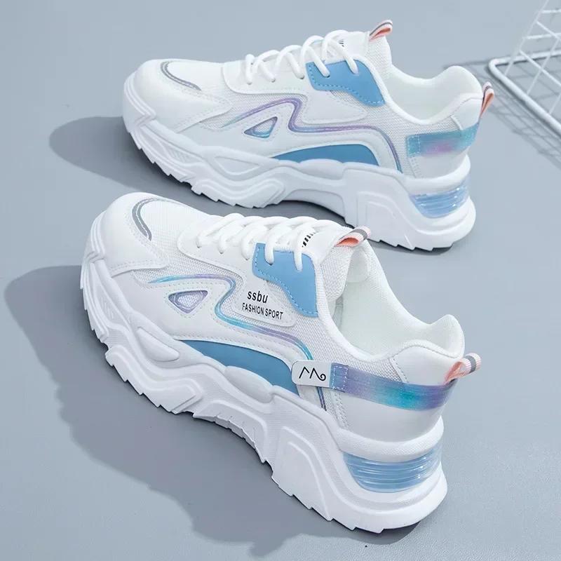 

Woman Shoes Green Casual Trainers Ladies Chunky Sneakers 2026 Sneakers Women Platform Flat Shoe 35 синій