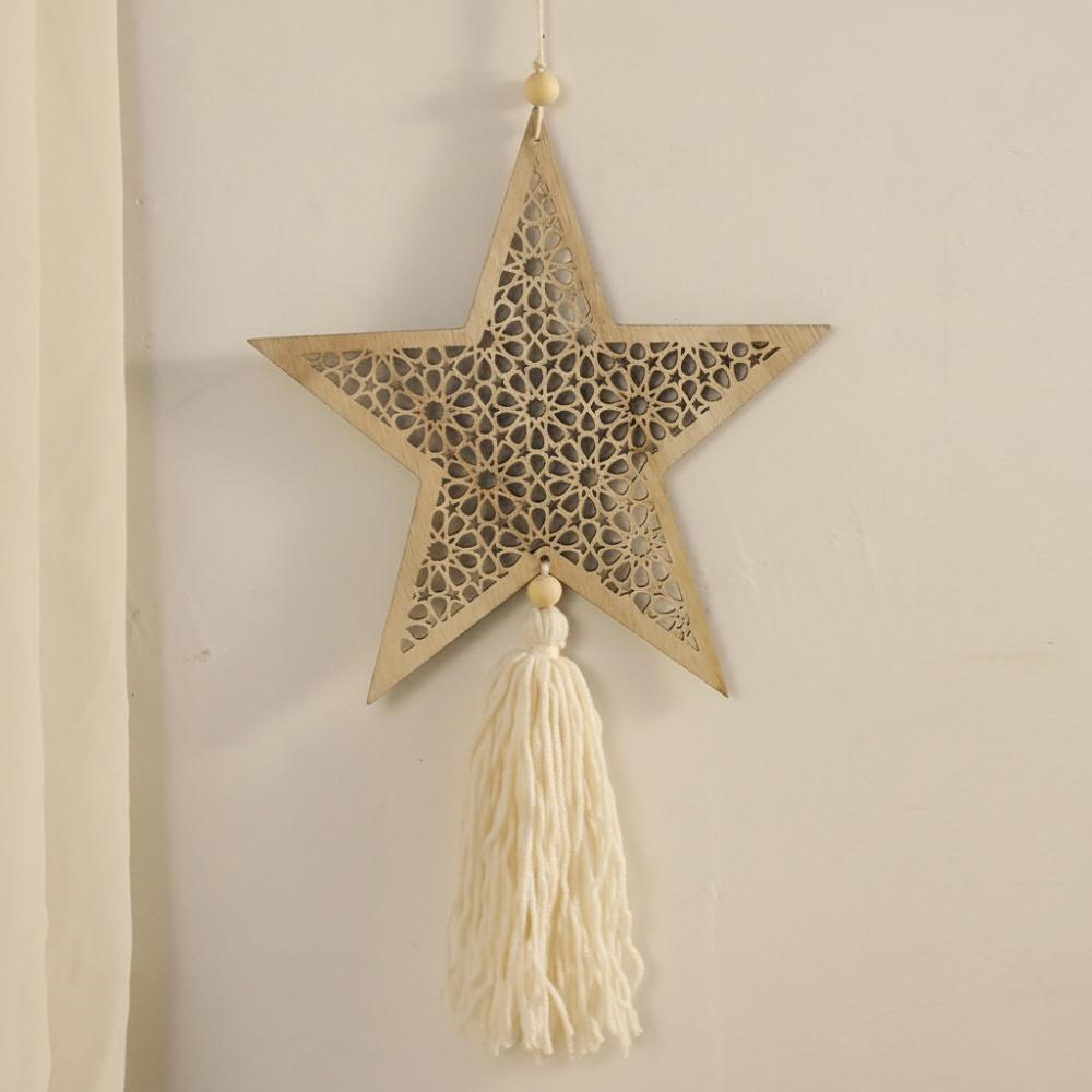 

Traditional Moon Star Hollow Mesh Wall Decor Handmade Wooden Handicraft Pendant Home Decoration Start
