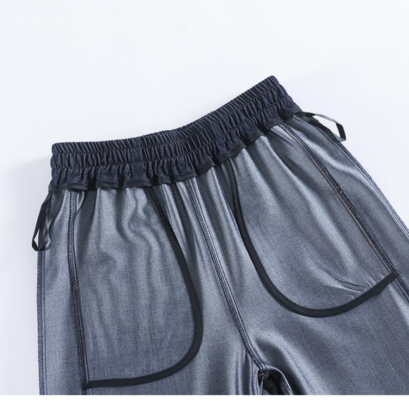 Dark Blue Imitation Tencel Jeans for Women, Spring/Summer New High-Waisted Slimming Plus Size Straight Loose Wide-Leg Pants