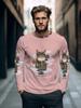 Warrior Cat Pattern Men's T-shirt Funny Animal 3D Print Long-sleeved Top All-season Base Layer Shirt Y2K Harajuku Streetwear