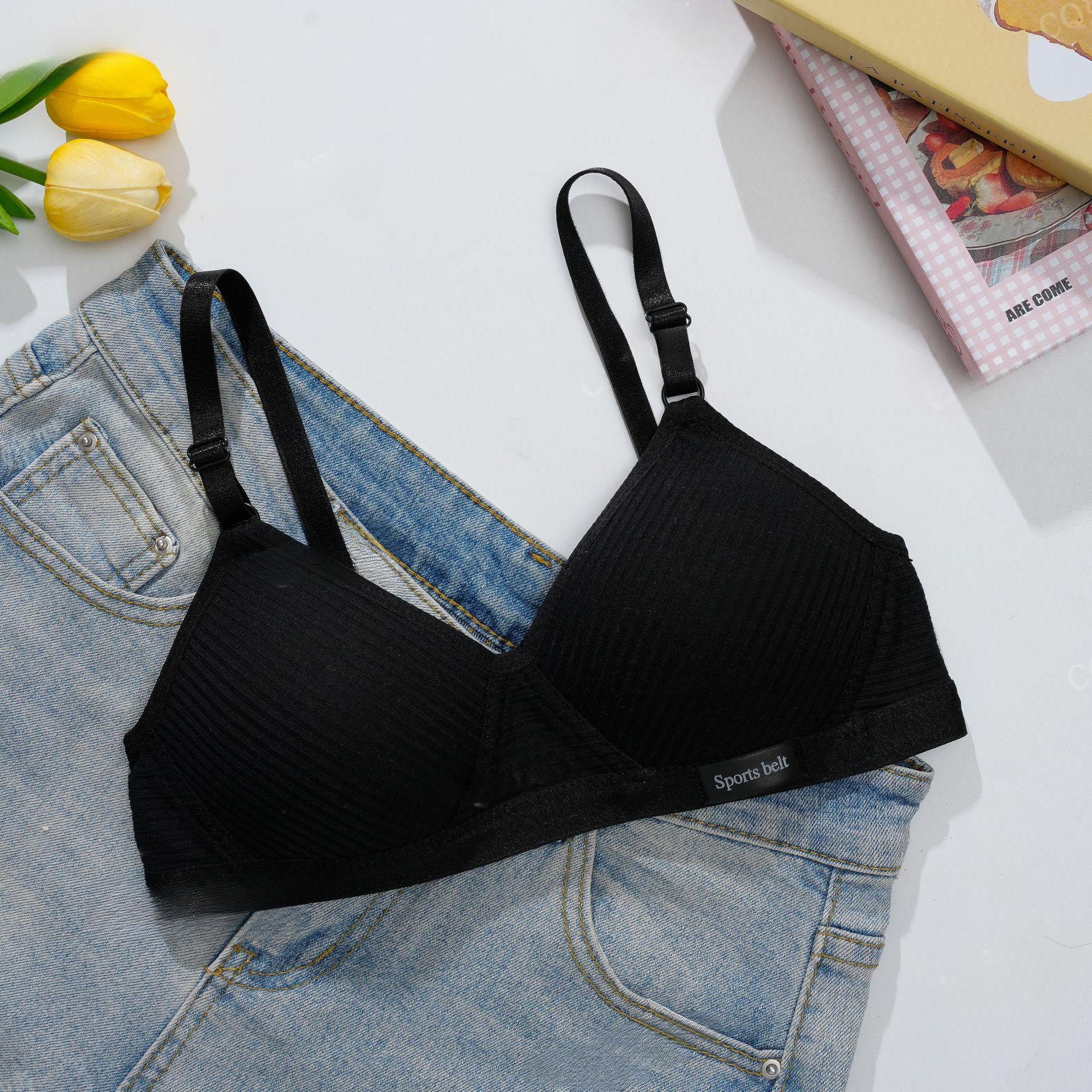 

Нижнее белье Студенческий Хлопок Подруга Девушки Парк Развлечений Тонкий Бюстгальтер Простой Топ Бюстгальтер с Поддержкой 38/85 чёрный