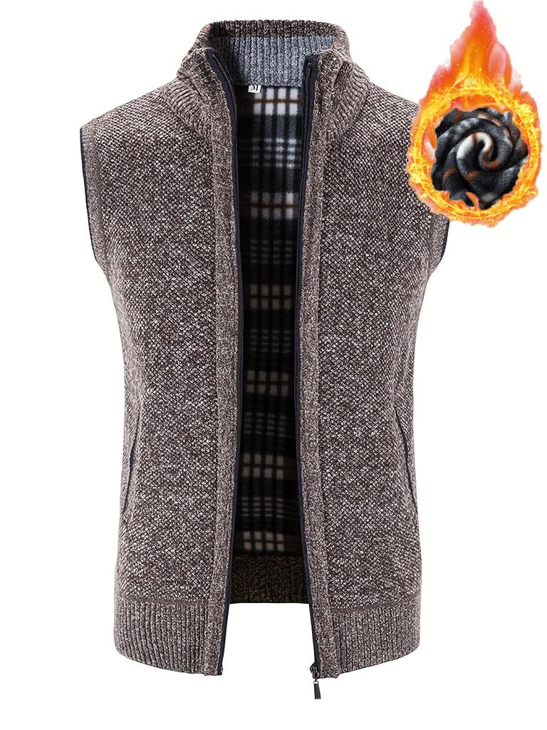 Herr Plus Sammetsförtjockad Väst Ståkrage Västjacka Tröja Kappa Kofta