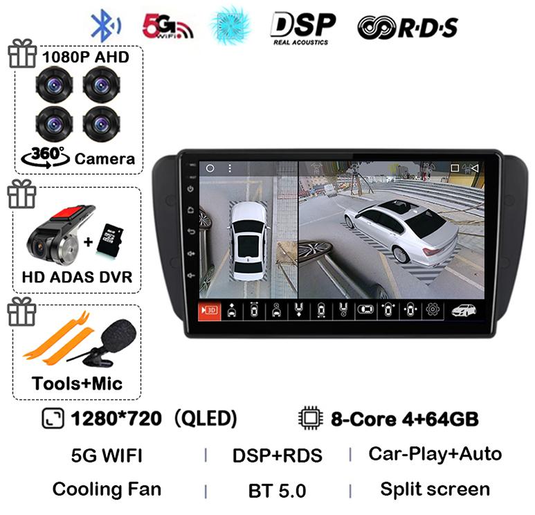 Android 14 Carplay Auto Car Radio For Seat Ibiza 6j 2009 2010 2012 2013 2014 2015 MK4 FR GPS Audio Multimedia WIFI+4G Player DSP
