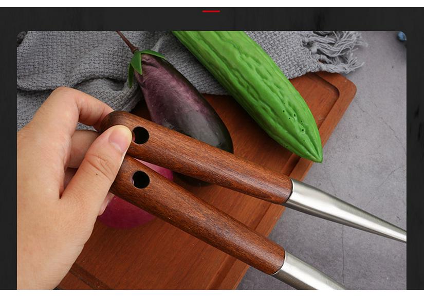 Chef's 304 Stainless Steel and Rosewood Spatula & Soup Ladle Set - Anti-Scald, Long Handle for Restaurant Use