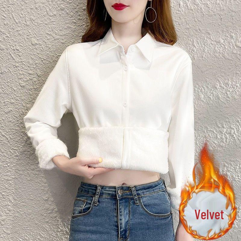 Women's Fleece-Lined Velvet Top, 2025 Fashion: Thickened, Warm, Casual Autumn/Winter Base Layer.