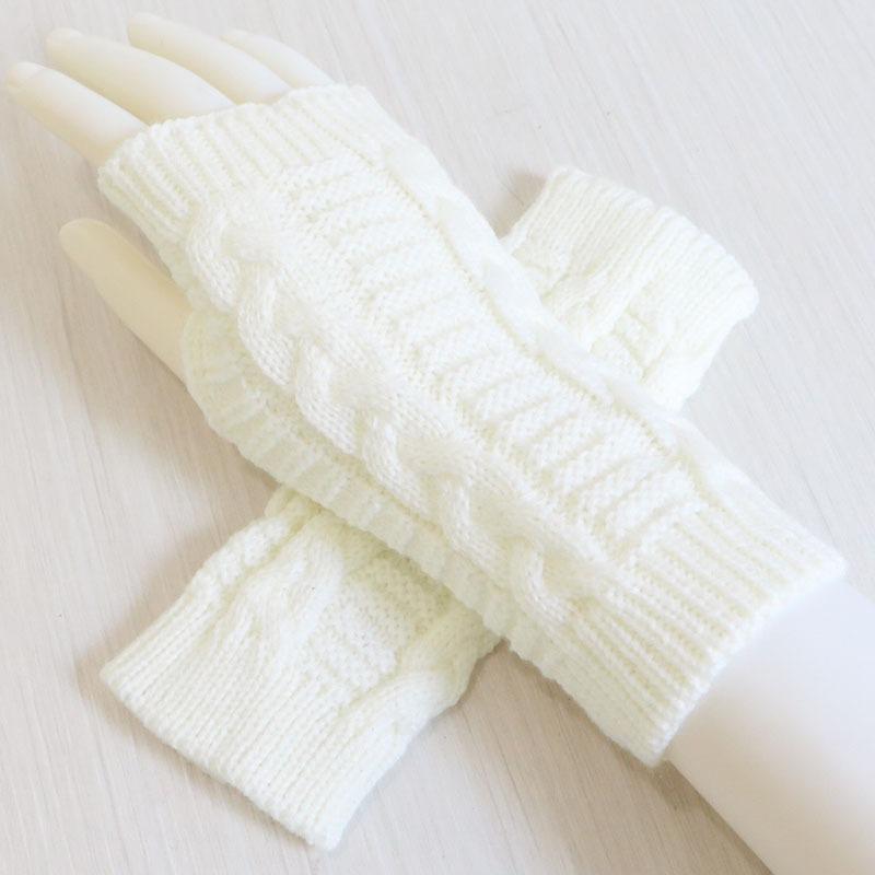 Women Winter Warm Fashion Knitted Arm Fingerless Gloves Outdoor Soft Touchscreen Mittens