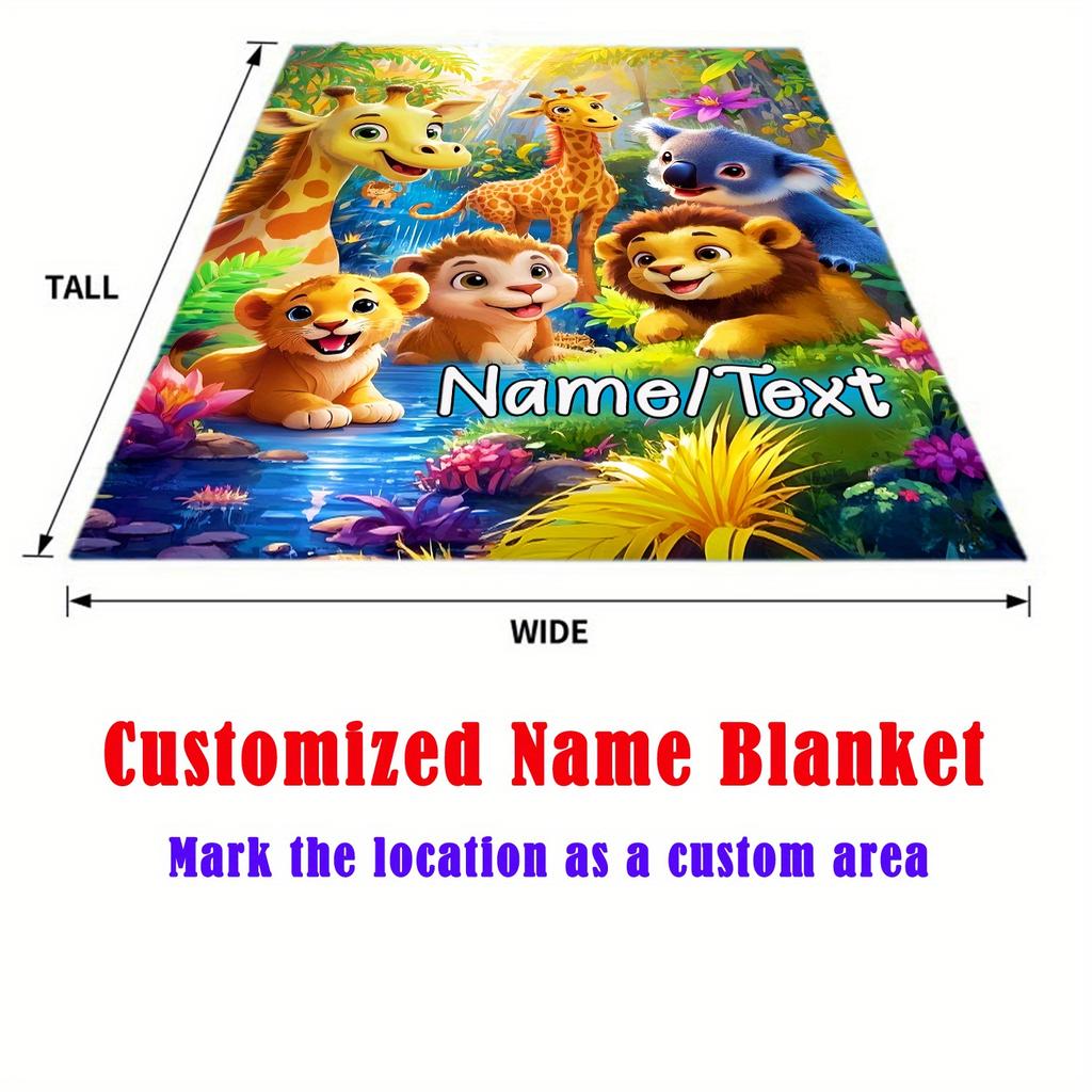 Coperta Personalizzata Animali della Giungla Leone Giraffa Koala Pile Coperta Regalo per Bambini Morbida Calda Tutte le Stagioni Decorazione Cameretta