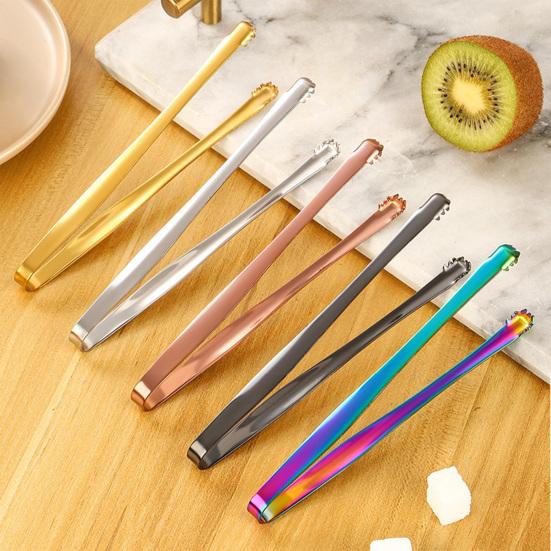 huaqianguhh Stainless Steel Ice Clamp, with Anti-Slip Serrated, Multi Purpose Serving Utensil, for Cubes Sugar Coffee Bar Use