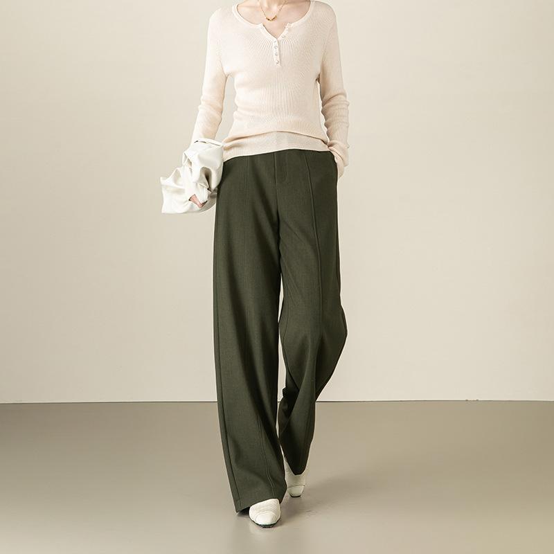Acetate Wool Wide-Leg Pants Women'S Autumn New Drape Loose Women'S Casual Pants High Waist And Thin Straight Trousers