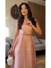 2026 Spring Women's Solid Color Sleeveless Lapel Dress - Slimming, Elegant, and Waist-cinching with a Flared Hem