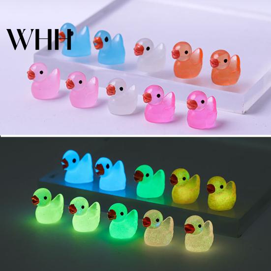 Mini Duck Figurine 10/20/30/40/50/100Pcs Glow-in-the-dark Resin Little Ornament Tiny Animal Toy Miniature Statue Fairy Garden Microlandscape