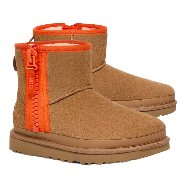 

Boots CLASSIC MINI ZIPPER TAPE LOGO Classic Mini Zipper Tape Logo Suede [UGG] Women s (CHESTNUT, 22.0 cm) [Item]