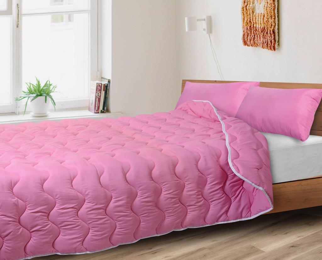 All-Year Quilt Anti-Allergic Microfiber Pink Silicone Various Sizes