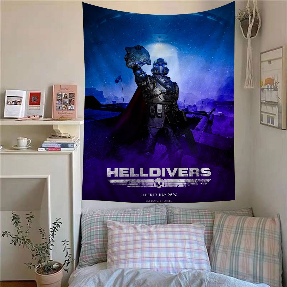 Hra Helldiver 2 Závěsná bohémská tapisérie Bohémské nástěnné tapisérie Mandala Kawaii Dekorace pokoje