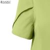 ZANZEA Women Casual Round Neck Summer Short Sleeve Blouse