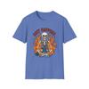 Unisex Softstyle T-Shirt Serene Skeleton Knitting Blue Scarf Flame Art Funny