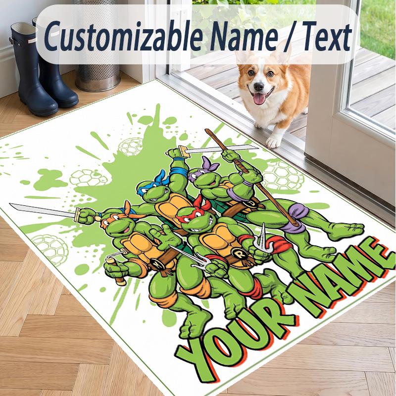 Custom Text Teenage Mutant Ninja Turtles Pattern Floor Rug Soft Indoor Carpet Mat Living Room Bedroom