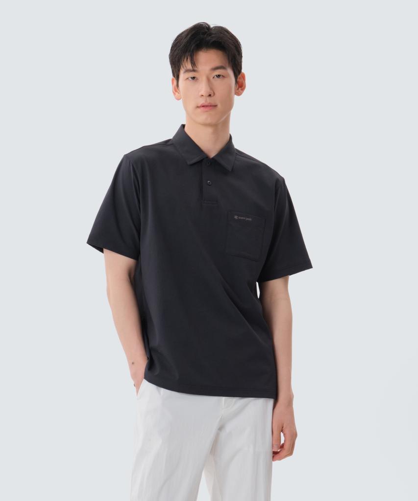 SNOWPEAK APPAREL Classic Woven Short Sleeve Polo Shirt (S25Mmtps16) Black