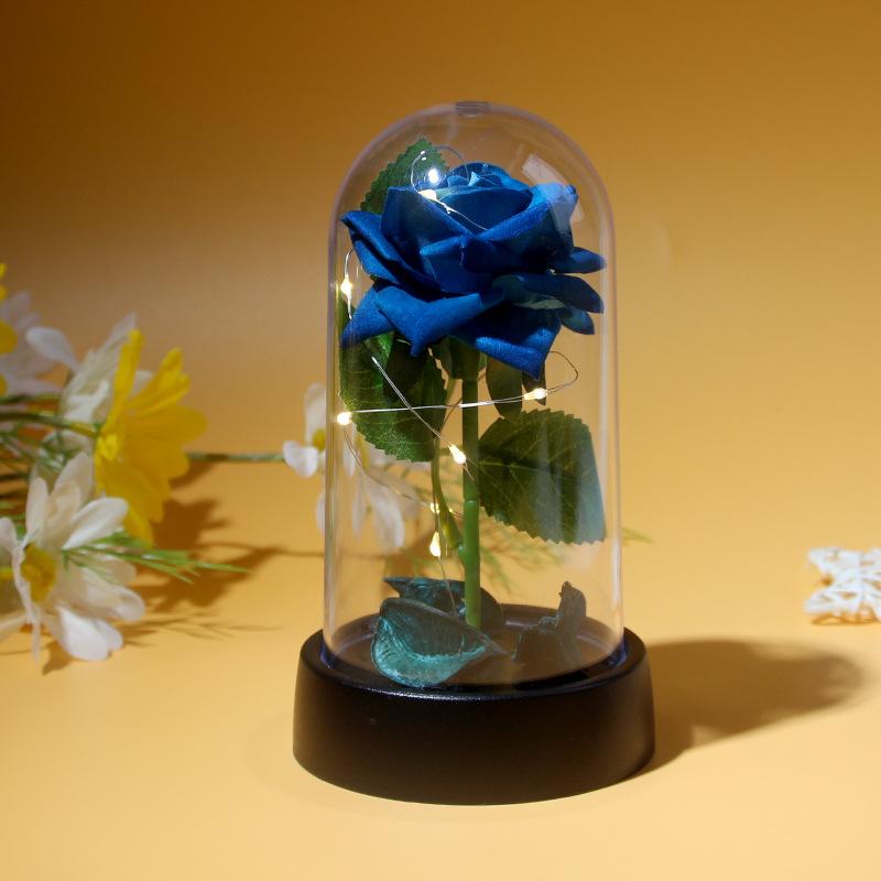 LED light luminous glass plastic cover single simulated rose ornament Valentine's Day gift birthday