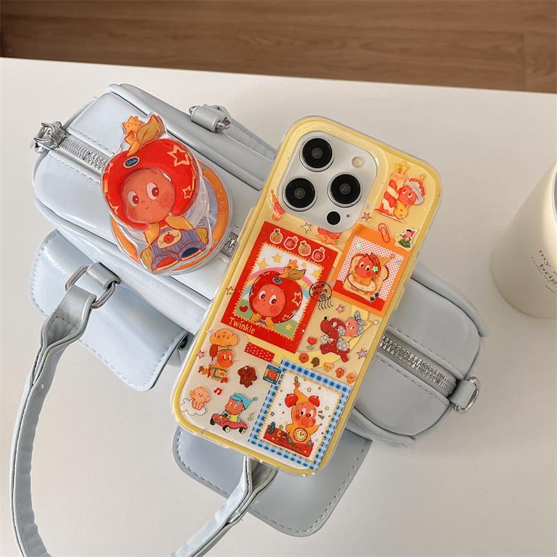 Kawaii Cartoon Magnetic Phone Case For iPhone 16 Pro 15 14 13 Pro Max Shockproof Cover with Magsafe Stand Holder Hard Cases Capa