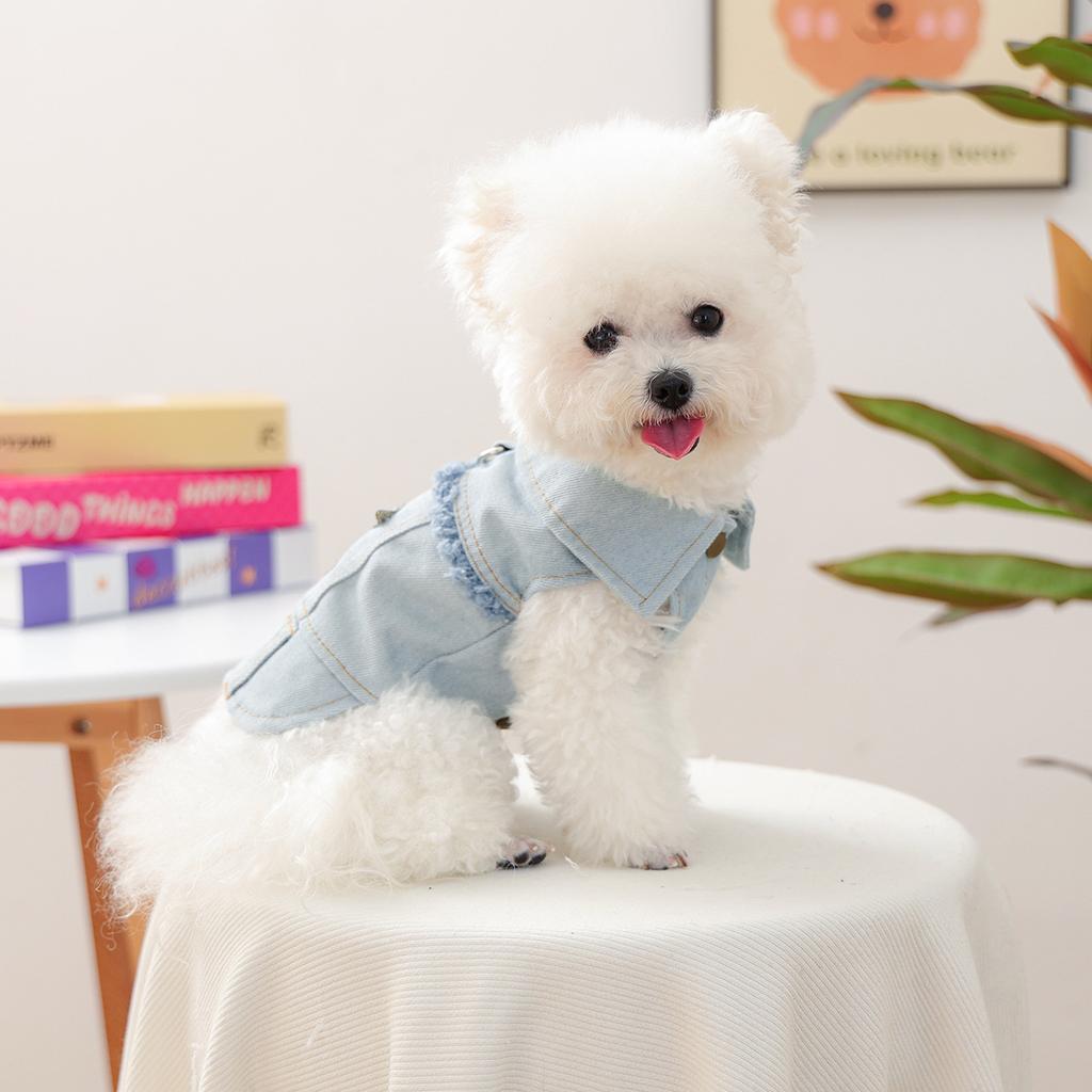 Cowboy Denim Clothing For Pet Girl Boy Fashion New Harness Vest Outfit Coat Jacket For Dog Puppy Small Animal Dachshund Pugs Cat