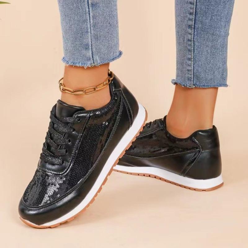 New Thick-soled Front Lace-up Casual Sports Shoes for Women Large-sized Low-top Single Shoes for Running