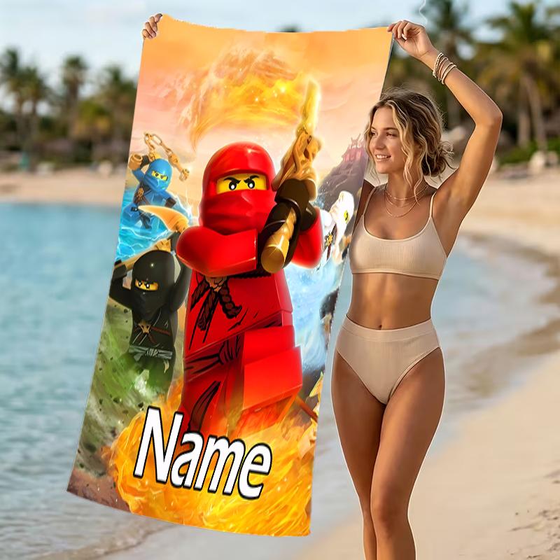 Customizable personalized beach towels Lego Ninjago themed designs.Suitable for the beach, yoga, sports;ideal as beach accessories
