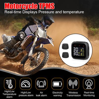 Motorcycle Real Time TPMS Digital LCD Display M3 Moto Wireless Waterproof External Sensors Tire Pressure Monitoring System Temperature Alarm