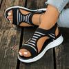Women'S Sandals Comfortable And Breathable Sports Shoes Knitted Upper Thick Sole Casual Flat Shoe Fashionable Woman Sandal Wide