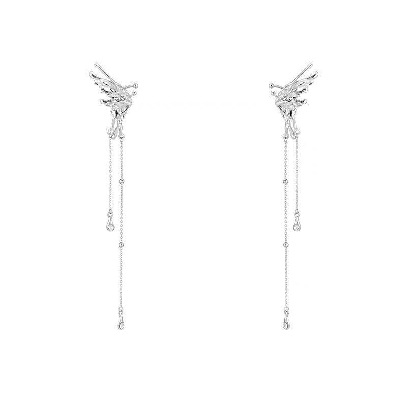 Elf Ears Butterfly Fringed Ear Bone Clips Women'S Ear Clips Summer Earrings Niche Premium Earrings Ear Hanging Tide