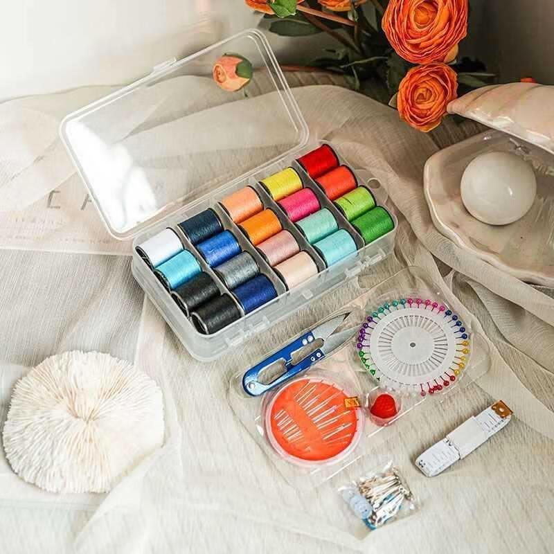 Portable Sewing Kit with Transparent Box