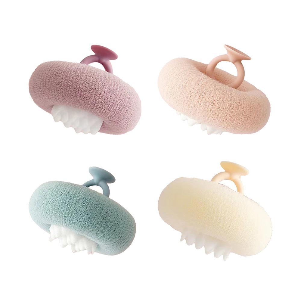 4Pcs Suction Cup Sunflower Sucker Bath Ball Rich Bubble Soft Mesh Dead Skin Remover Reusable with Elastic Band